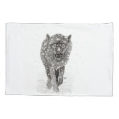 雪怒に黒い狼、野生の冬 枕カバー (裏面)