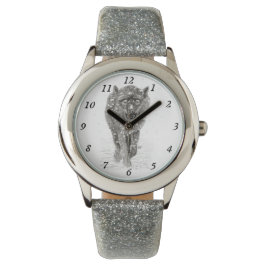 雪怒に黒い狼、野生の冬 腕時計