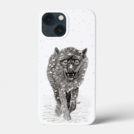 雪怒に黒い狼、野生の冬 Case-Mate iPhoneケース (裏面)