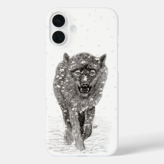 雪怒に黒い狼、野生の冬 Case-Mate iPhoneケース (裏面)