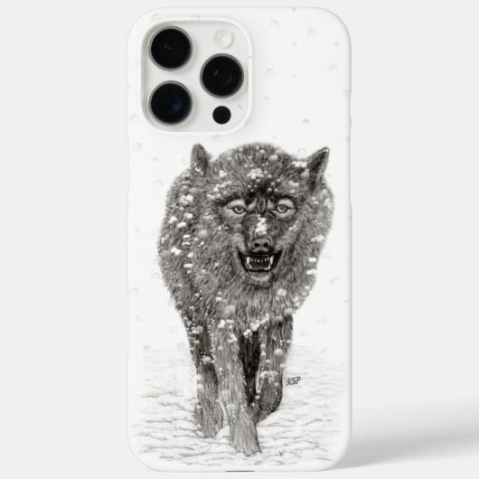 雪怒に黒い狼、野生の冬 Case-Mate iPhoneケース (裏面)