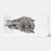 雪怒に黒い狼、野生の冬 iPhoneケース (裏面横)
