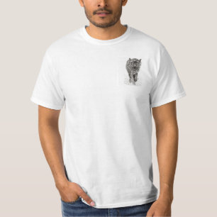 雪怒に黒い狼、野生の冬 Tシャツ