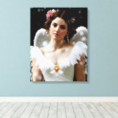 雪愛好家の美しい翼の天使 キャンバスプリント (インサイチュ (ウッドフロア))