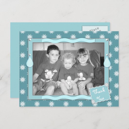 雪感謝していの青いクリスマスの贈り物 ポストカード (正面/裏面)