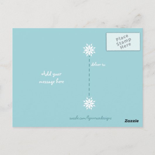 雪感謝していの青いクリスマスの贈り物 ポストカード (裏面)