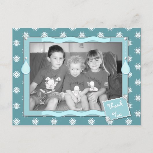 雪感謝していの青いクリスマスの贈り物 ポストカード (正面)