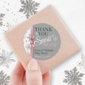 雪感謝してい多くの赤ちゃん女の子ピンクのスノーフレークのシャワー ラウンドシール