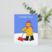 雪感謝してい漫画の猫を片付けるために ポストカード (スタンド正面)