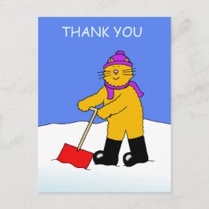 雪感謝してい漫画の猫を片付けるために ポストカード