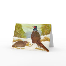 雪挨拶カードのキジ