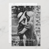 雪日の雪片の上敷の休日の写真カード シーズンカード (正面/裏面)