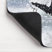 雪日本のに乗った飛んでいるクレーン マウスパッド (コーナー)