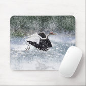 雪日本のに乗った飛んでいるクレーン マウスパッド (マウス)