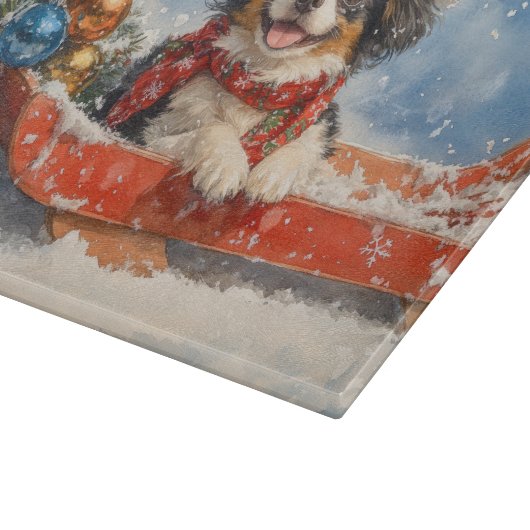 雪日本ののクリスマスを許すそりの顎の犬 カッティングボード (角)