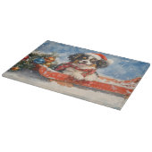 雪日本ののクリスマスを許すそりの顎の犬 カッティングボード (角)