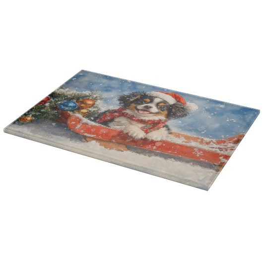 雪日本ののクリスマスを許すそりの顎の犬 カッティングボード (角)
