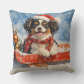 雪日本ののクリスマスを許すそりの顎の犬 クッション (裏面)