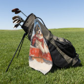 雪日本ののクリスマスを許すそりの顎の犬 ゴルフタオル (グリーン)