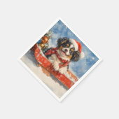 雪日本ののクリスマスを許すそりの顎の犬 スタンダードカクテルナプキン (角)