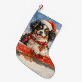 雪日本ののクリスマスを許すそりの顎の犬 スモールクリスマスストッキング (正面 (吊り時))