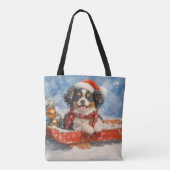 雪日本ののクリスマスを許すそりの顎の犬 トートバッグ (裏面)