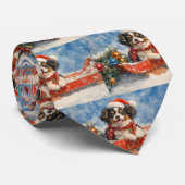 雪日本ののクリスマスを許すそりの顎の犬 ネクタイ (ロール)