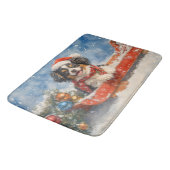 雪日本ののクリスマスを許すそりの顎の犬 バスマット (アングル)