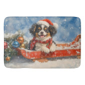 雪日本ののクリスマスを許すそりの顎の犬 バスマット (正面)