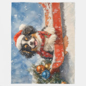 雪日本ののクリスマスを許すそりの顎の犬 フリースブランケット (正面)