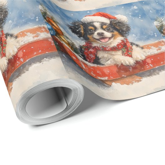 雪日本ののクリスマスを許すそりの顎の犬 ラッピングペーパー (ロールコーナー)