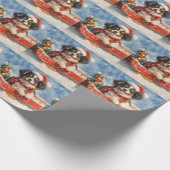 雪日本ののクリスマスを許すそりの顎の犬 ラッピングペーパー (角)