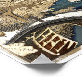 雪日本のの中の橋 ポスター (角)