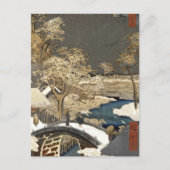雪日本のの中の橋 ポストカード (正面)
