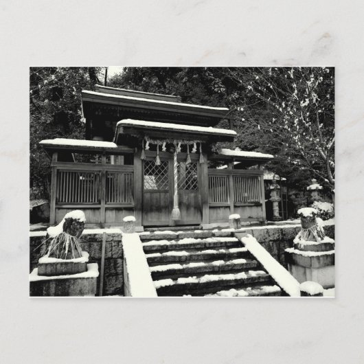 雪日本のの中の神社 ポストカード (正面)