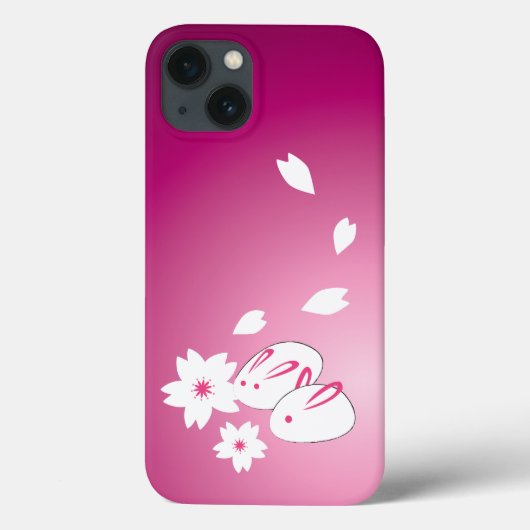 雪日本のウサギと桜 Case-Mate iPhoneケース (裏面)