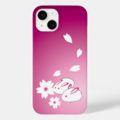 雪日本のウサギと桜iPhone 14ケース Case-Mate iPhoneケース (裏面)