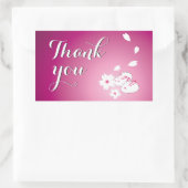 雪日本の兎と桜ありがとう 長方形シール (バッグ)