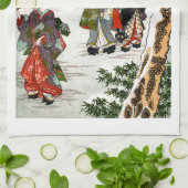 雪日本の景 キッチンタオル (折り畳み)