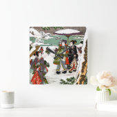 雪日本の景 スクエア壁時計 (ホーム)