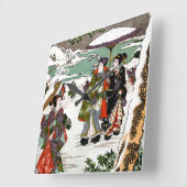 雪日本の景 スクエア壁時計 (傾斜)