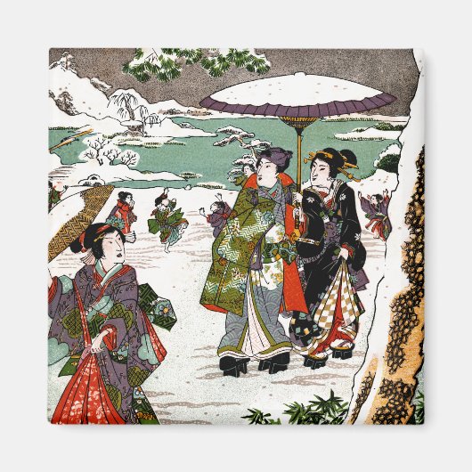 雪日本の景 マグネット (正面)