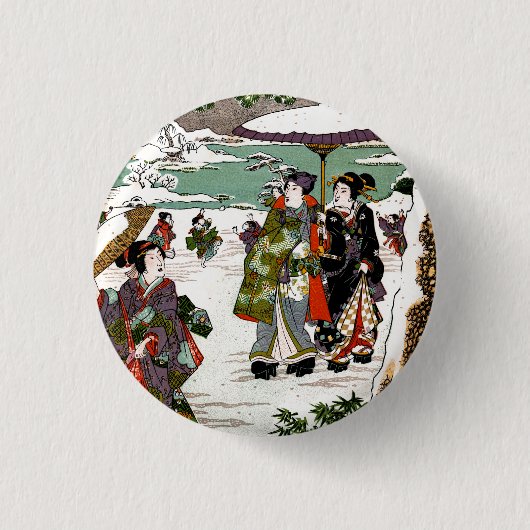 雪日本の景 缶バッジ (正面)