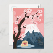 雪日本の猿と山富士のシーン ポストカード (正面/裏面)