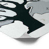 雪日本の、木、山 ポスター (角)