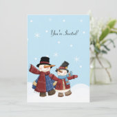 雪時雪だるま冬パーティの招待状 招待状 (スタンド正面)