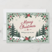 雪景色とモミの木 – メリークリスマス シーズンカード (正面)