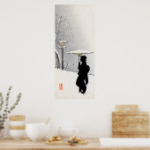 雪景色と日本の芸者 ポスター (キッチン)