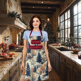 雪景色と松の冬のワンダーランド エプロン