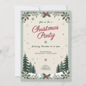 雪景色と松の木 - クリスマスパーティー 招待状 (正面)